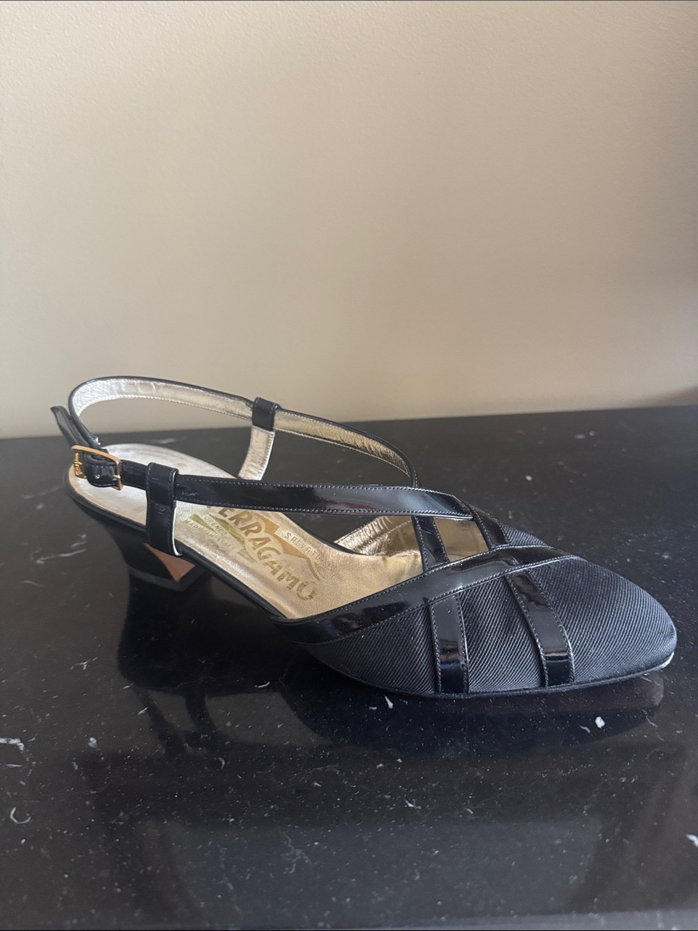 Salvatore Ferragamo Black Crisscross Slingback Dress Shoes - Picture 8 of 10